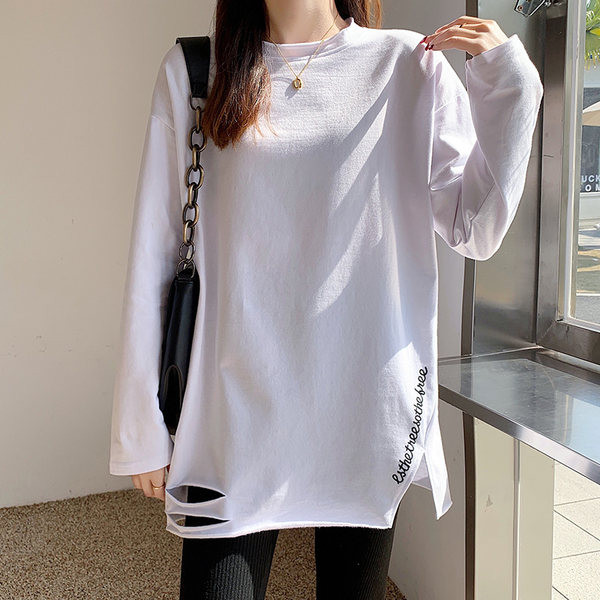 Bluza casual dama model nou cu model rupt - culoare alba