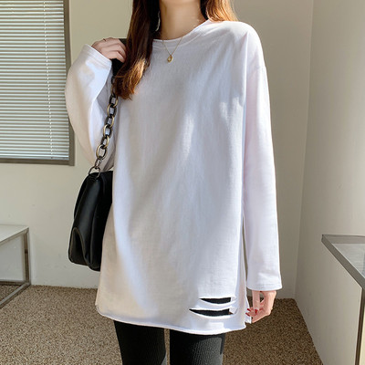 Ženska široka bluza s poderanim efektom