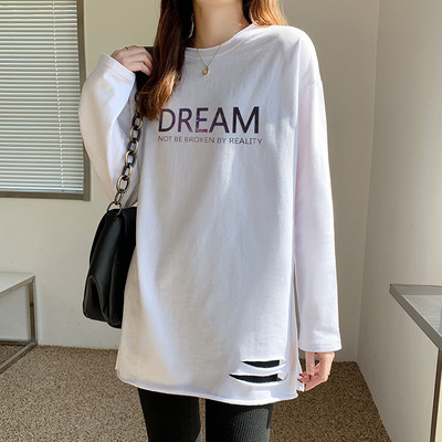 Ženska široka bluza s poderanim efektom