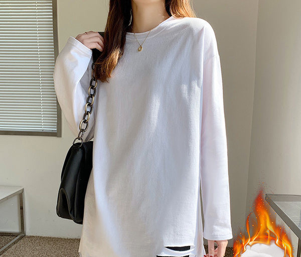 Ženska široka bluza s poderanim efektom