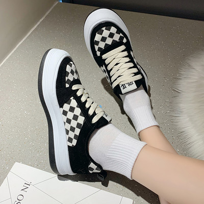 Tenisi dama in carouri cu cravate in doua culori