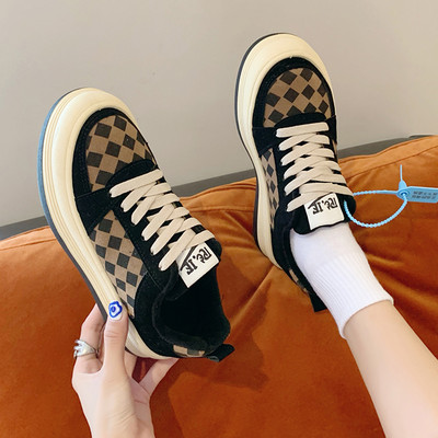 Tenisi dama in carouri cu cravate in doua culori