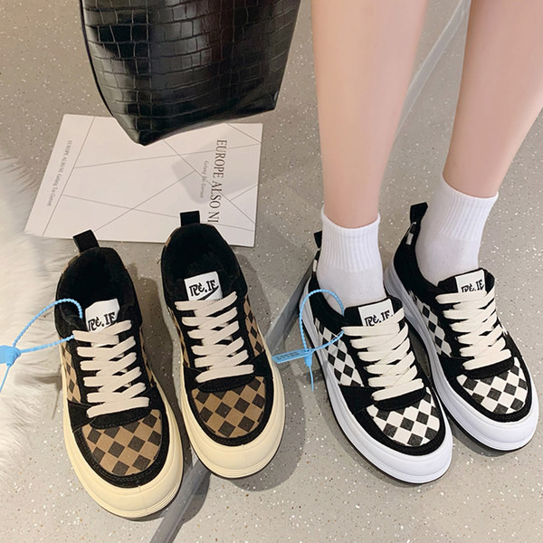 Tenisi dama in carouri cu cravate in doua culori