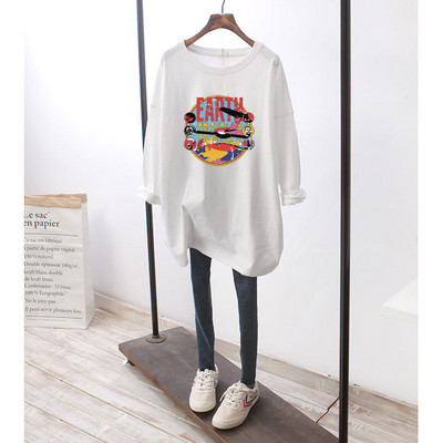 Bluză lată casual de damă cu imprimeu color