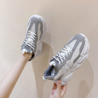 Γυναικεία casual sneakers στρογγυλεμένο μοντέλο με πλέγμα