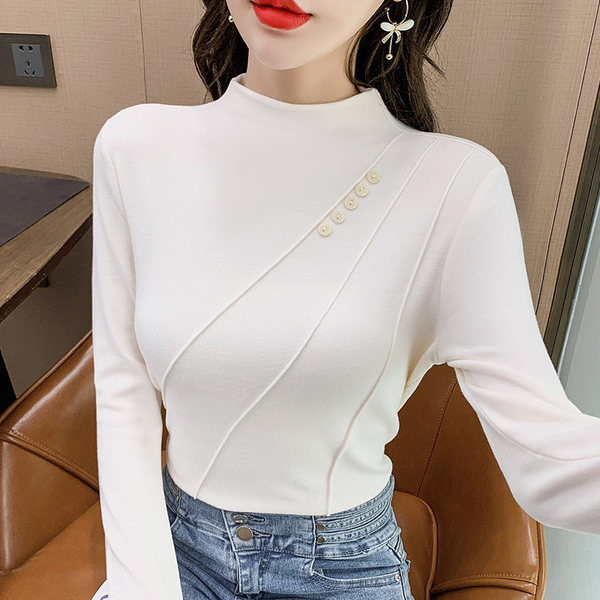 Ženska jesensko-zimska polo majica s ukrasnim gumbima