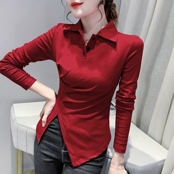 Bluză de damă asimetrică cu guler clasic