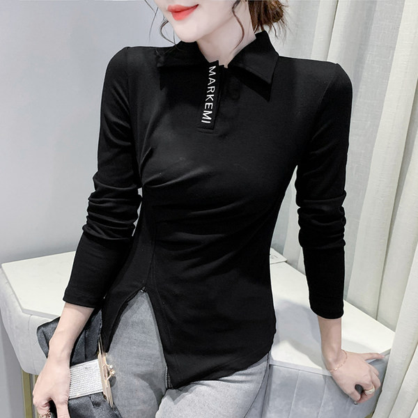 Bluză de damă asimetrică cu guler clasic