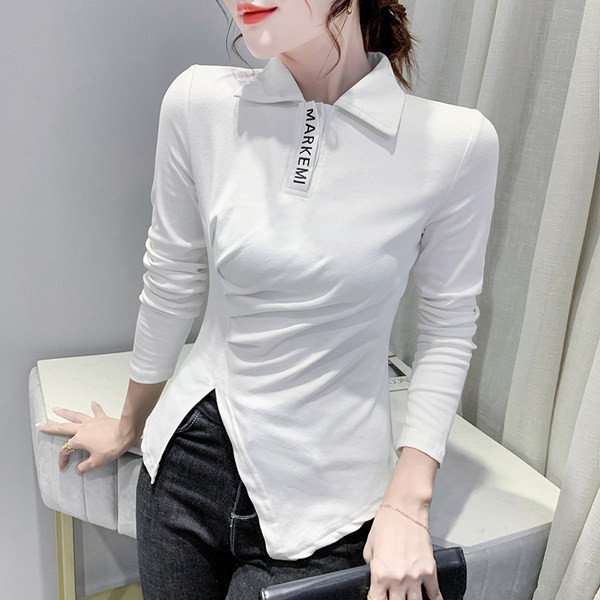 Bluză de damă asimetrică cu guler clasic