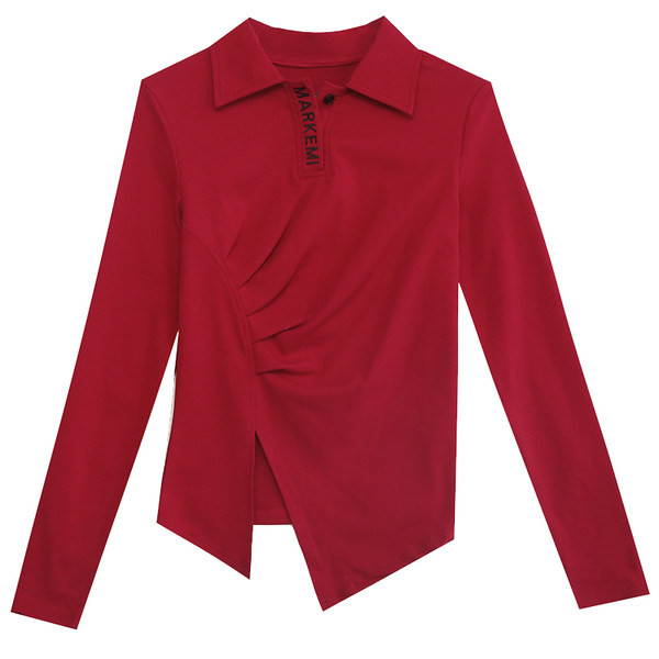 Bluză de damă asimetrică cu guler clasic