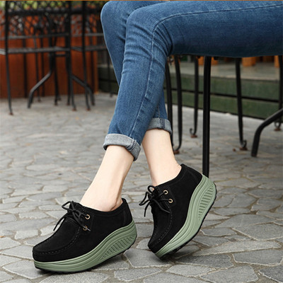 Ženske casual cipele od umjetne antilop kože s visokim potplatom