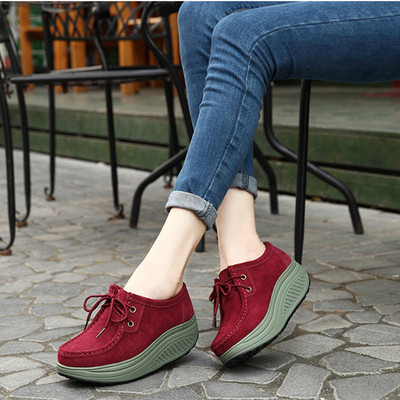 Ženske casual cipele od umjetne antilop kože s visokim potplatom