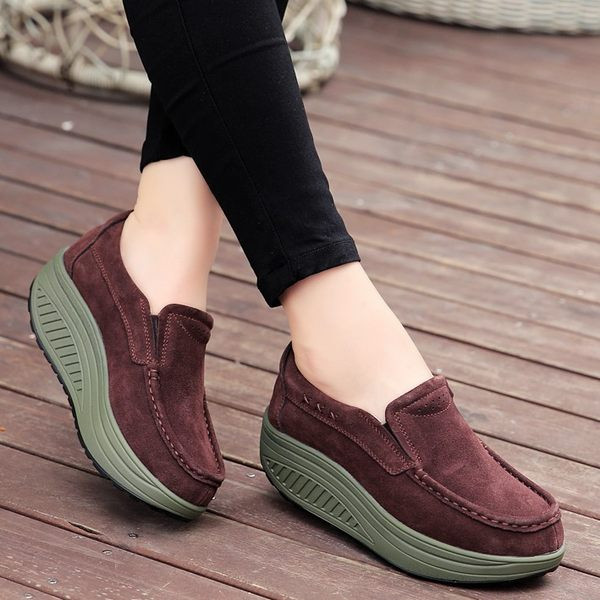 Ženske casual cipele od umjetne antilop kože s visokim potplatom