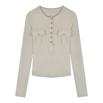 Ženska ležerna bluza s gumbima i džepovima