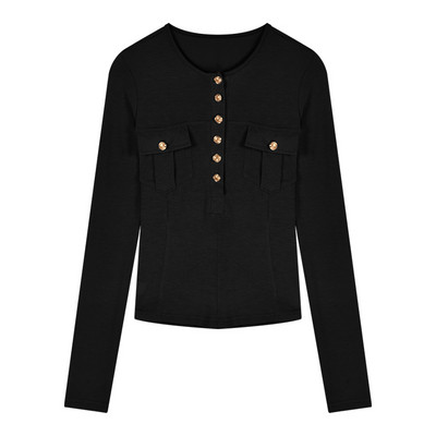 Ženska ležerna bluza s gumbima i džepovima