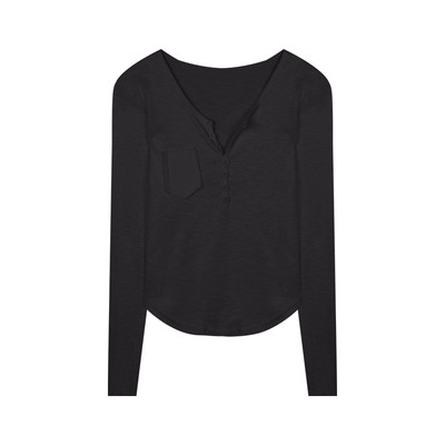 Krojena ženska bluza od samtastog žerseja na gumbe