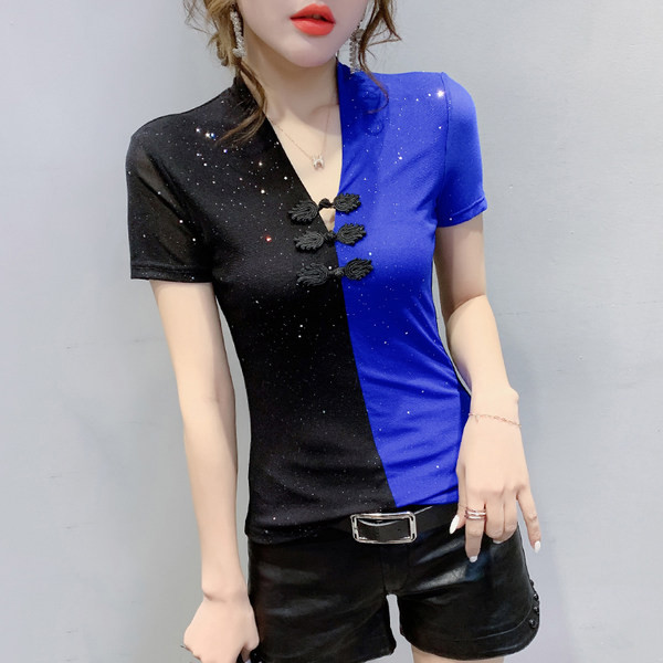 Ženska bluza kratkih rukava sa sjajnim česticama