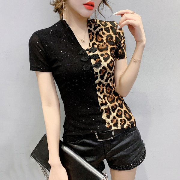 Ženska bluza kratkih rukava sa sjajnim česticama