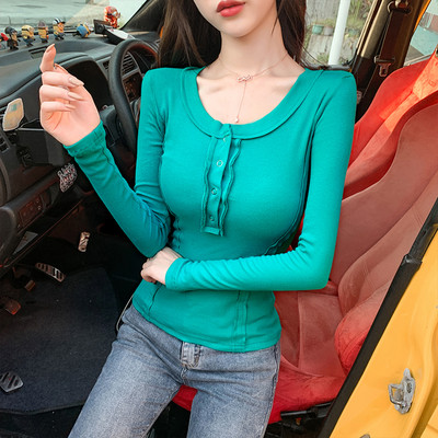 Bluză din bumbac de culoare uni cu nasturi