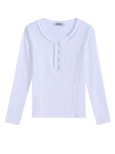 Bluză din bumbac de culoare uni cu nasturi