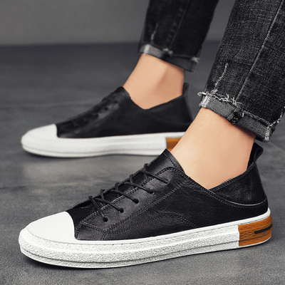 Muške kožne tenisice s ravnim potplatom i vezicama