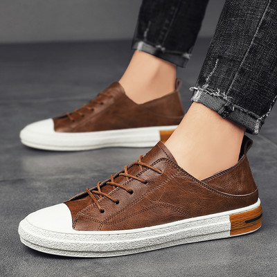 Muške kožne tenisice s ravnim potplatom i vezicama