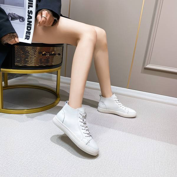 Ženske kožne tenisice s vezicama u bijeloj boji