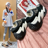 Ženske tenisice od eko kože sa grubim đonom i vezicama