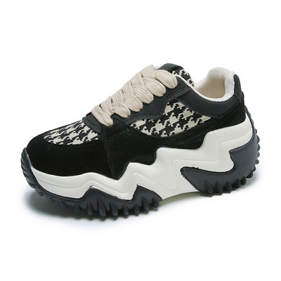 Ženske tenisice od eko kože sa grubim đonom i vezicama