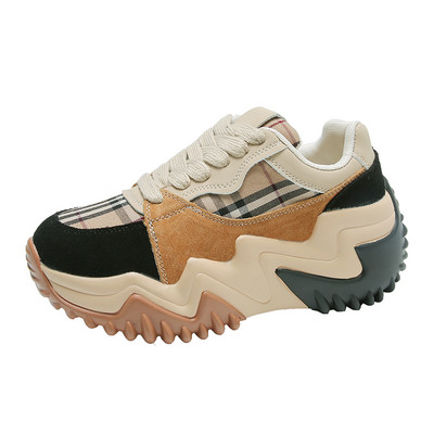 Ženske tenisice od eko kože sa grubim đonom i vezicama