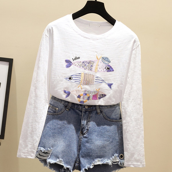 Ležerna ženska bluza dugih rukava sa aplikacijom - dva modela