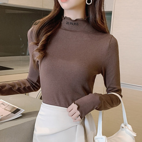 Ženska jesensko-zimska polo majica s natpisom i kovrčama