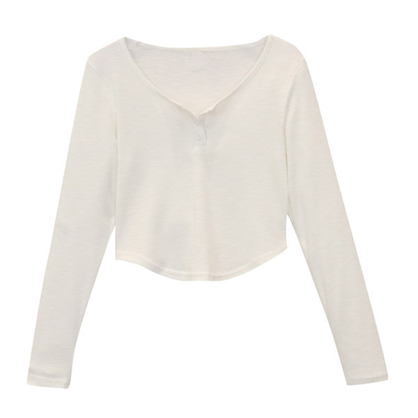 Ženska bluza s okruglim izrezom i gumbima - jednobojni model