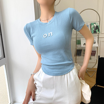 Ženska samtasta majica kratkih rukava, slim model