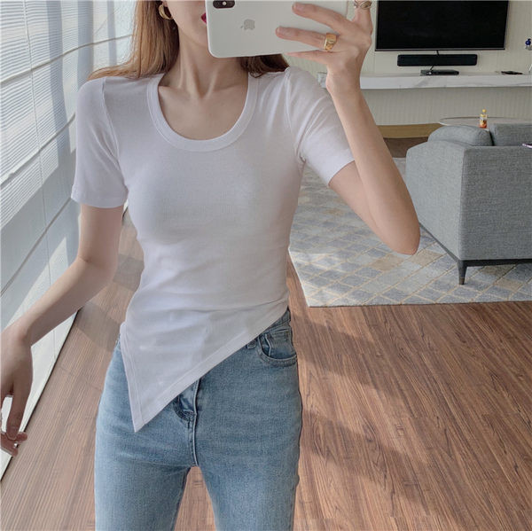 Ženska majica kratkih rukava A-simetričnog kroja, kratkih rukava
