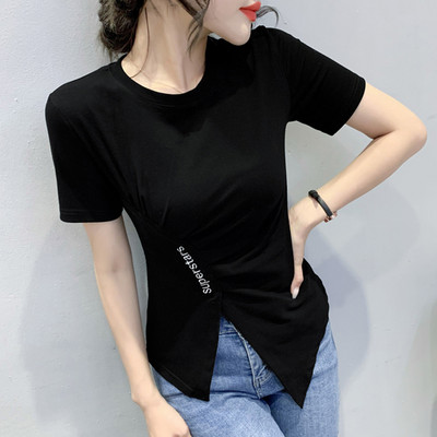 Ženska ležerna bluza s patentnim zatvaračem i špic izrezom