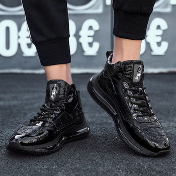 Casual ανδρικά λουστρίνι sneakers σε μαύρο χρώμα