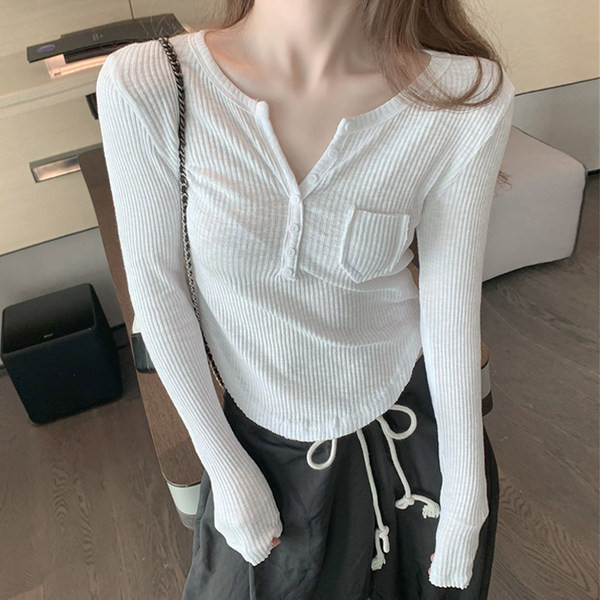 Pamučna bluza od samta s gumbima i džepom