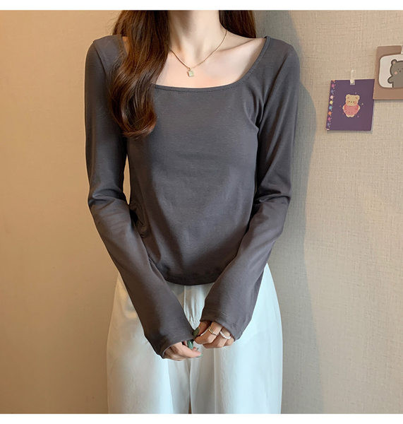 Ženska moderna bluza s četvrtastim izrezom - četiri boje