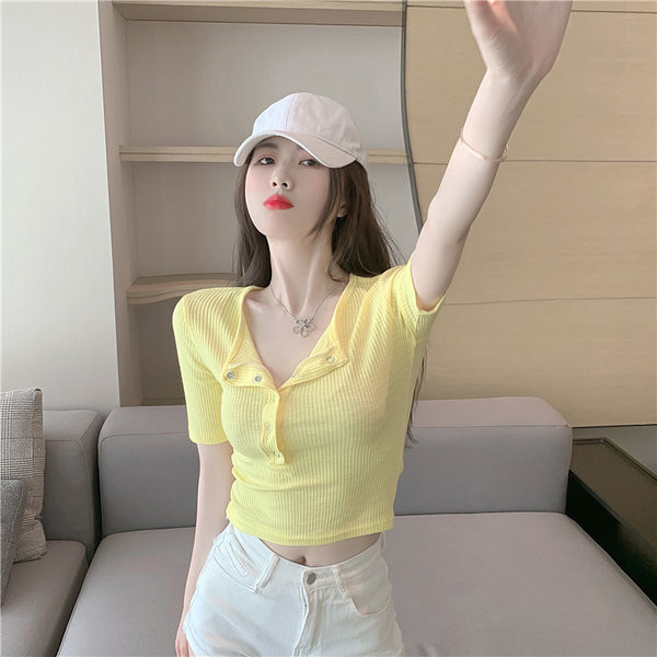 Ležerna ženska majica s dugmićima u tri boje