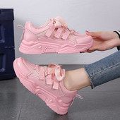 Γυναικεία μοντέρνα sneakers σε λευκό και ροζ  χρώμα