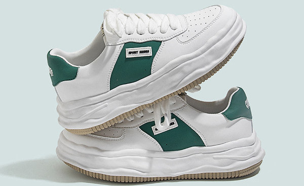 Moderne ženske tenisice od eko kože u dvije boje sa ravnim đonom