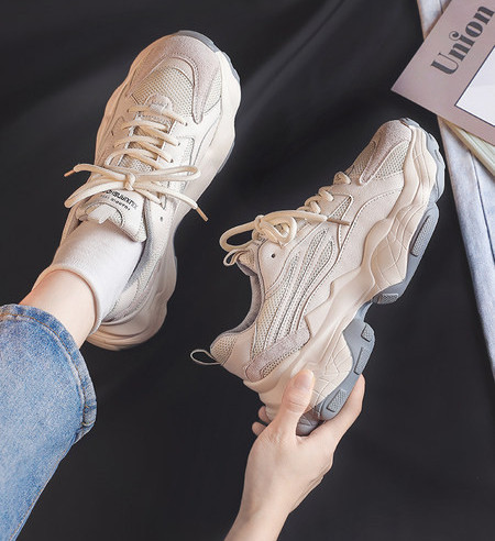 Ženske tenisice s vezicama u sivoj i bež boji