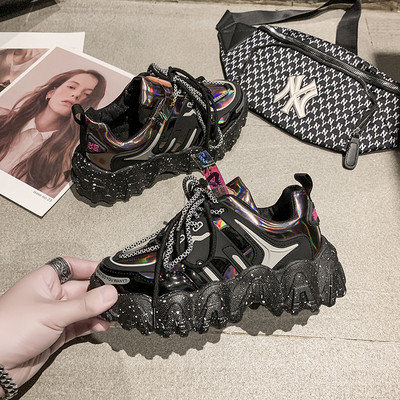 Ženske tenisice od eko kože sa vezicama i debelim đonom