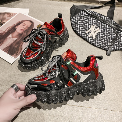 Ženske tenisice od eko kože sa vezicama i debelim đonom