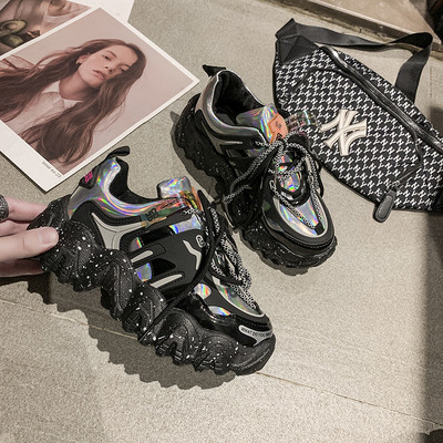 Ženske tenisice od eko kože sa vezicama i debelim đonom