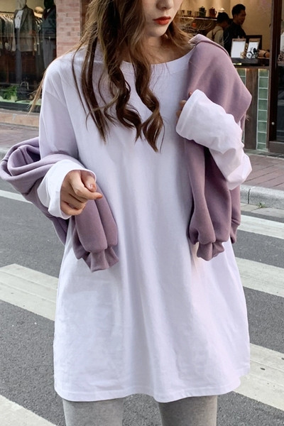 Jednobojna ženska bluza dugih rukava - široki model