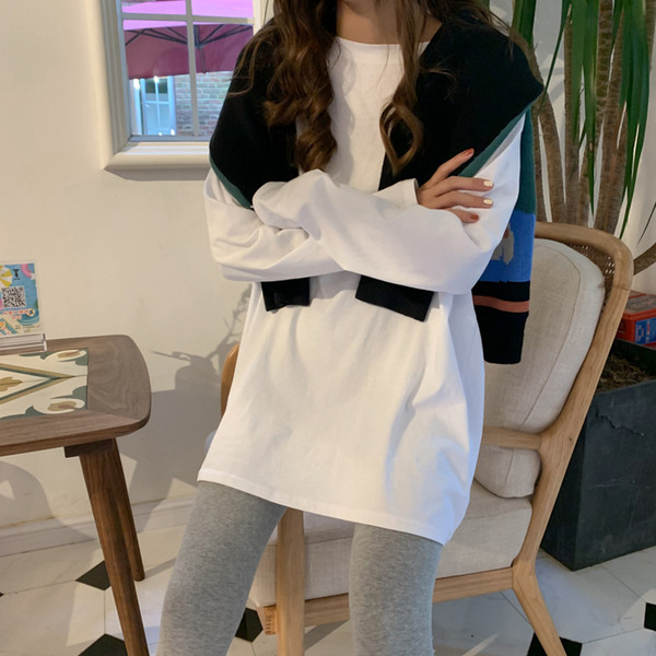 Jednobojna ženska bluza dugih rukava - široki model