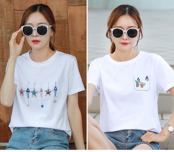 Σετ δύο γυναικεία μπλουζάκια με κοντά μανίκια - διαφορετικές εφαρμογές