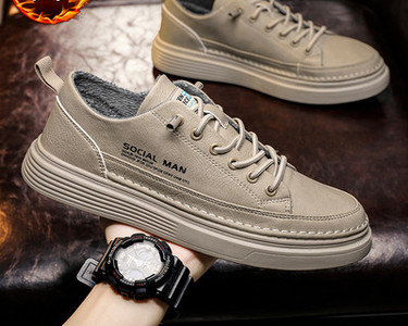 Öko-nahast sooja voodriga meeste sügis-talvised tossud